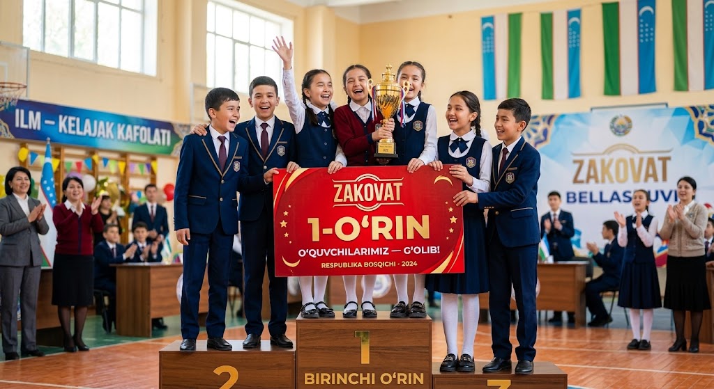 "Zakovat" bellashuvida maktabimiz o'quvchilari 1-o'rinni qo'lga kiritdi